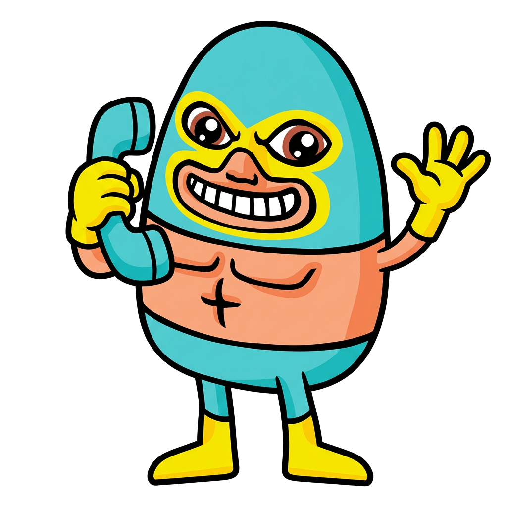 Paco Taco welcoming visitors while answering the phone
