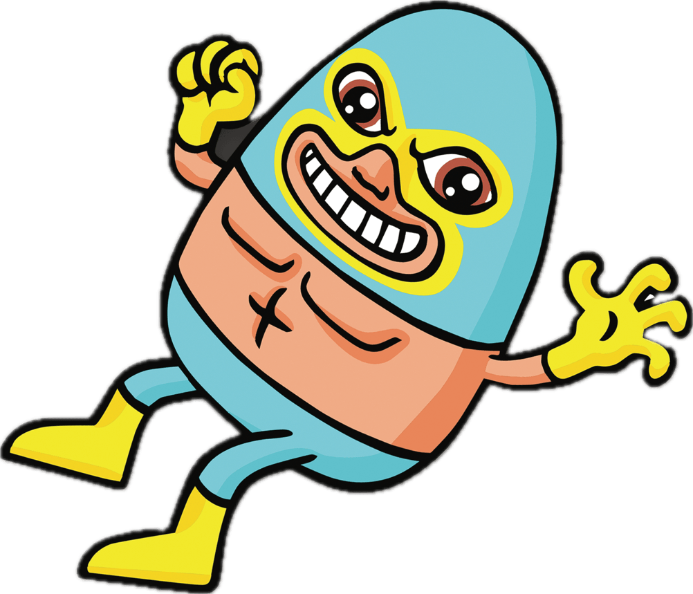 Paco Taco, the Taco Libre 512 lucha libre mascot, in his blue mask